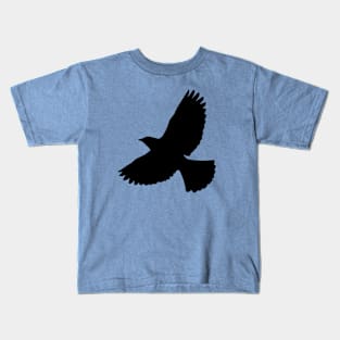 Crow Flying Silhouette Fan Tail Kids T-Shirt